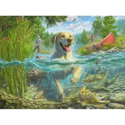 Puzzle 1000 pièces : Labrador sable à la pêche - Schmidt