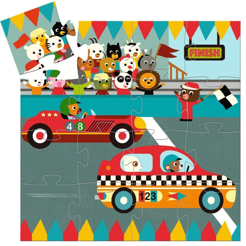 Puzzle 16 pièces : le bolide - Djeco