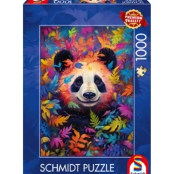 Puzzle 1000 pièces : Le panda dans la forêt arc-en-ciel - Schmidt