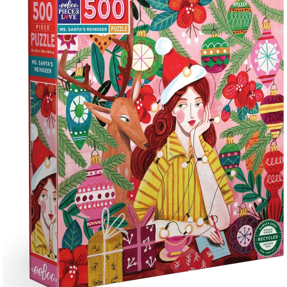 Puzzle 500 pièces : Le Renne de Mme Santa - Eeboo