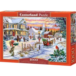 Puzzle 1000 pièces : Le sapin de Noël arrive - Castorland