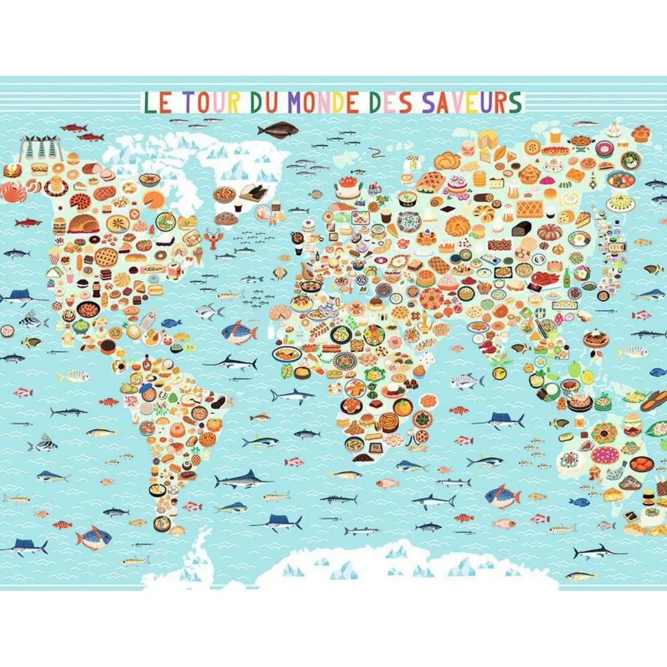 Puzzle 500 pièces : Le tour du monde des saveurs, Julie Mercier - Nathan