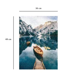 Puzzle 500 pièces : Les barques du lac de Braies, Italie - Nathan