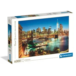 Puzzle 6000 pièces : Les lumières du pont de Brooklyn - Clementoni
