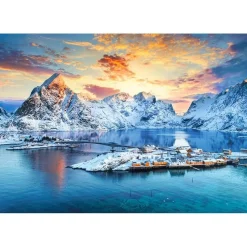 Puzzle 1000 pièces : Lever de soleil sur Sakrisoy, Lofoten, Norvège - Castorland