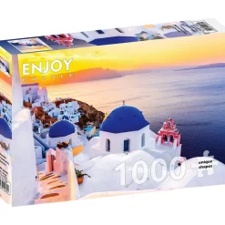Puzzle 1000 pièces : Lever de soleil sur Santorin, Grèce - EnjoyPuzzle