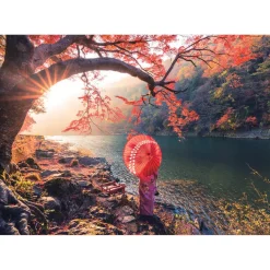 Puzzle 1000 pièces : Lever du soleil sur le fleuve Katsura, Japon - Educa