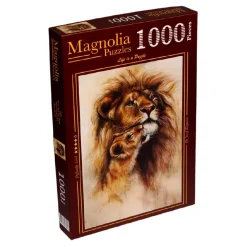 Puzzle 1000 pièces : Lion et son bébé - Magnolia