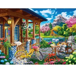 Puzzle 500 pièces : Maison colorée près du lac - Ks Games