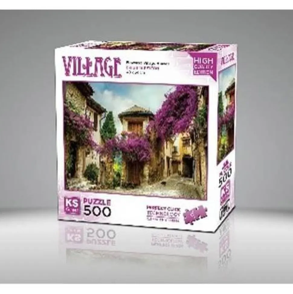 Puzzle 500 pièces : Maisons de Village Fleuries - Ks Games