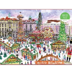 Puzzle 1000 pièces : Marché de Noël, Michael Storrings - Galison
