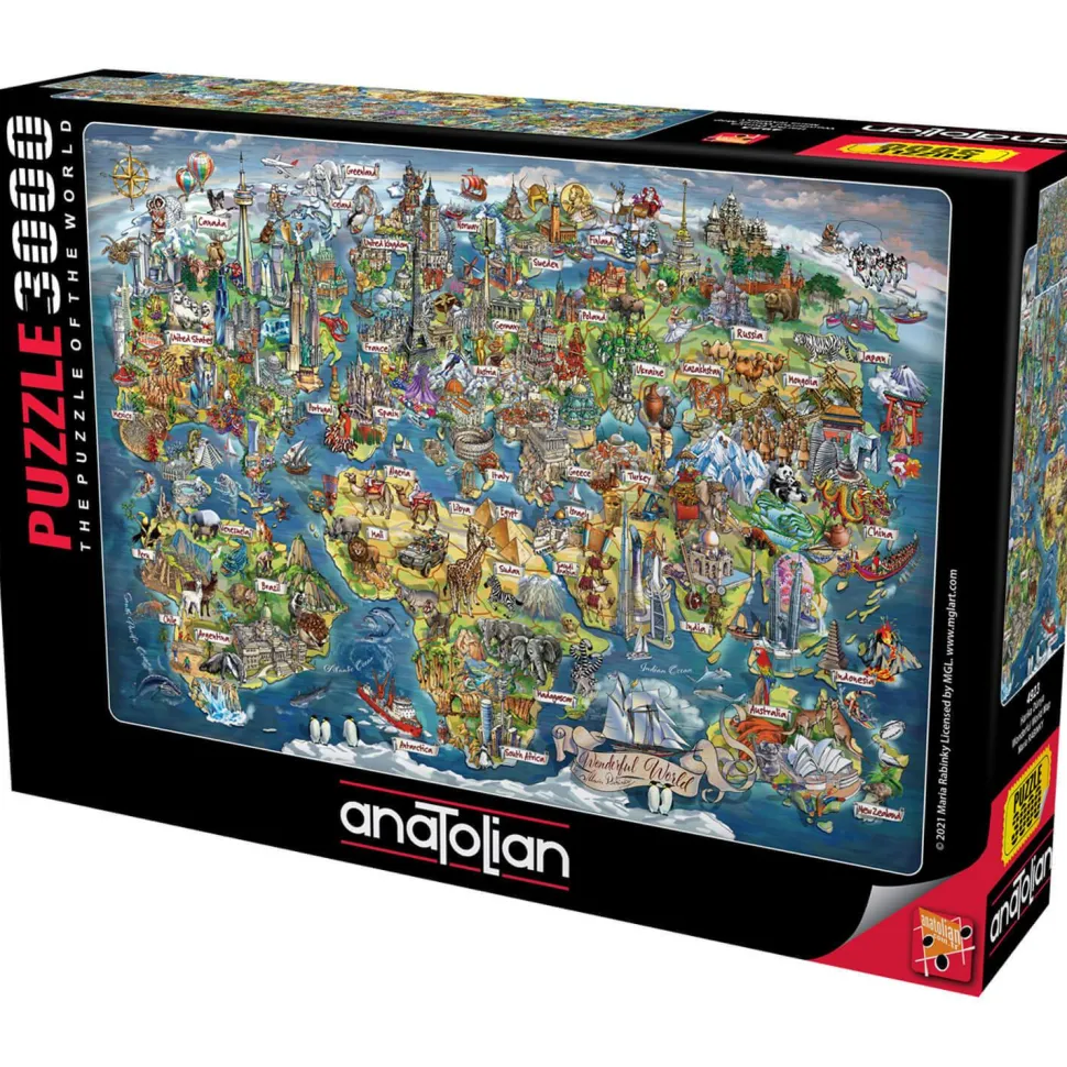 Puzzle 3000 pièces : Merveilleuse Carte du Monde - Anatolian