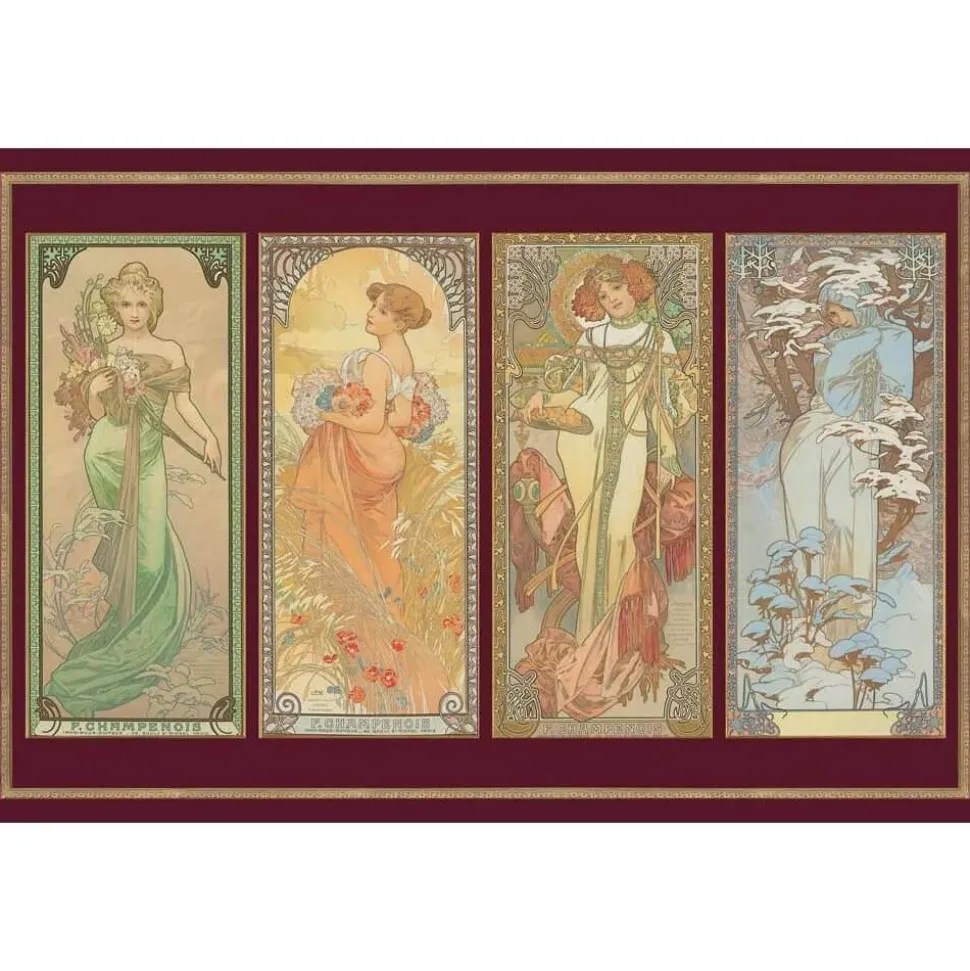 Puzzle 1000 pièces : Metallique : 4 saisons, Mucha - Piatnik