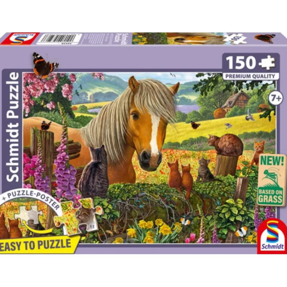 Puzzle 150 pièces : Mignons visiteurs dans la prairie - Schmidt