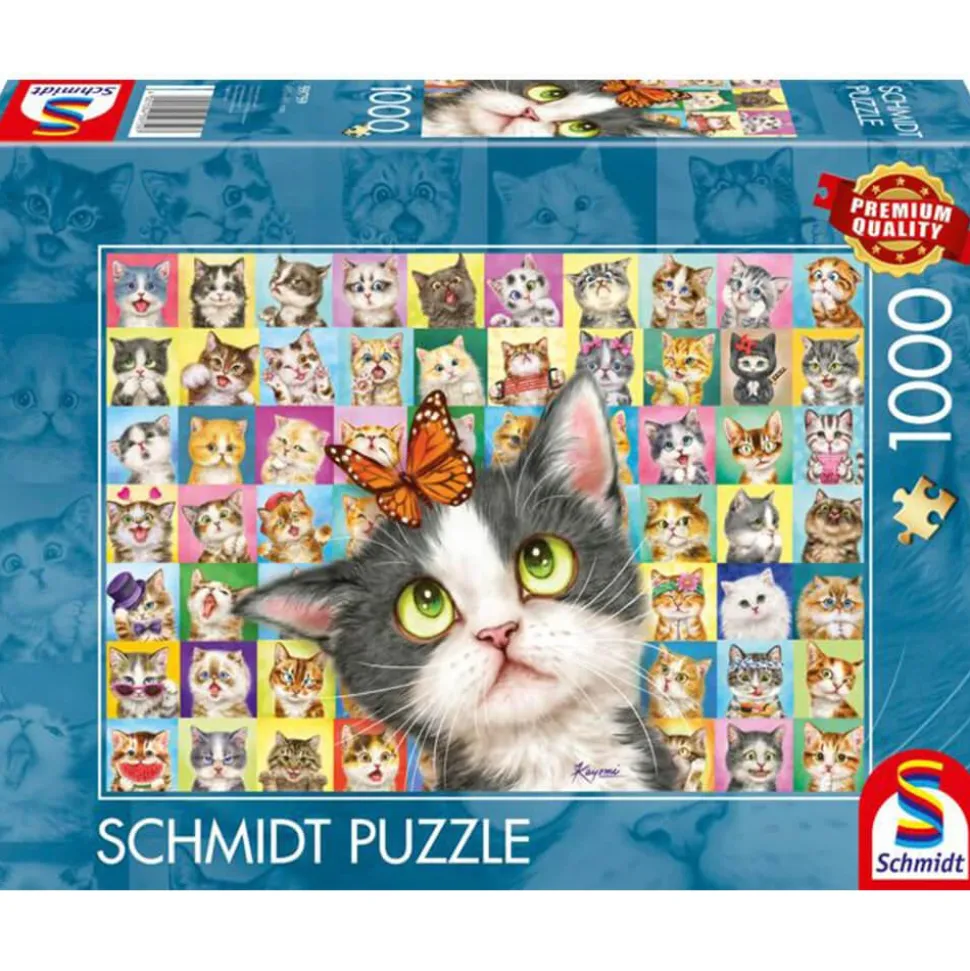 Puzzle 1000 pièces : Mimique de chat - Schmidt