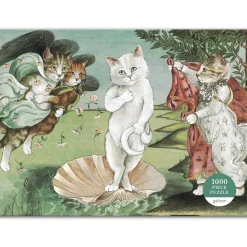 Puzzle 1000 pièces : Naissance de Vénus, Meowsterpiece de l'art occidental - Galison