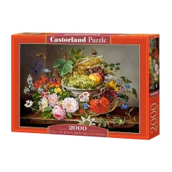 Puzzle 2000 pièces : Nature morte de fleurs et de fruits - Castorland