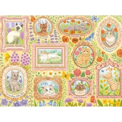 Puzzle 1000 pièces : Nobles chats parmi les fleurs - Schmidt