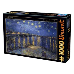 Puzzle 1000 pièces : Nuit Etoilée sur le Rhône, Vincent Van Gogh - DToys