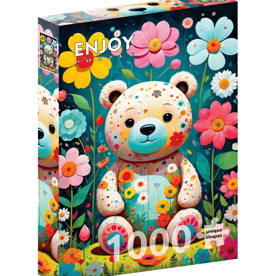 Puzzle 1000 Pièces : Ours en Peluche fleur - EnjoyPuzzle