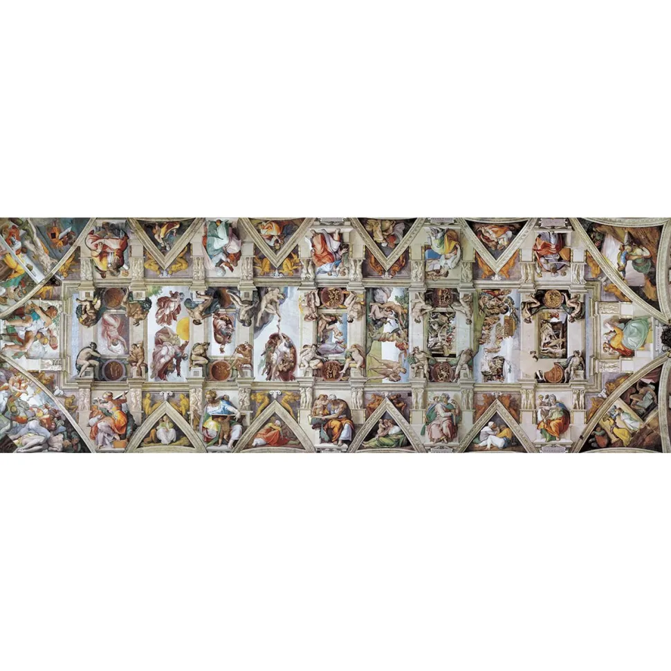 Puzzle 1000 pièces panoramique : Le plafond de la Chapelle Sixtine - Eurographics