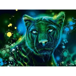 Puzzle 1000 pièces : Panthère bleu vert fluo - Schmidt