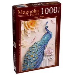 Puzzle 1000 pièces : Paon Bleu - Magnolia
