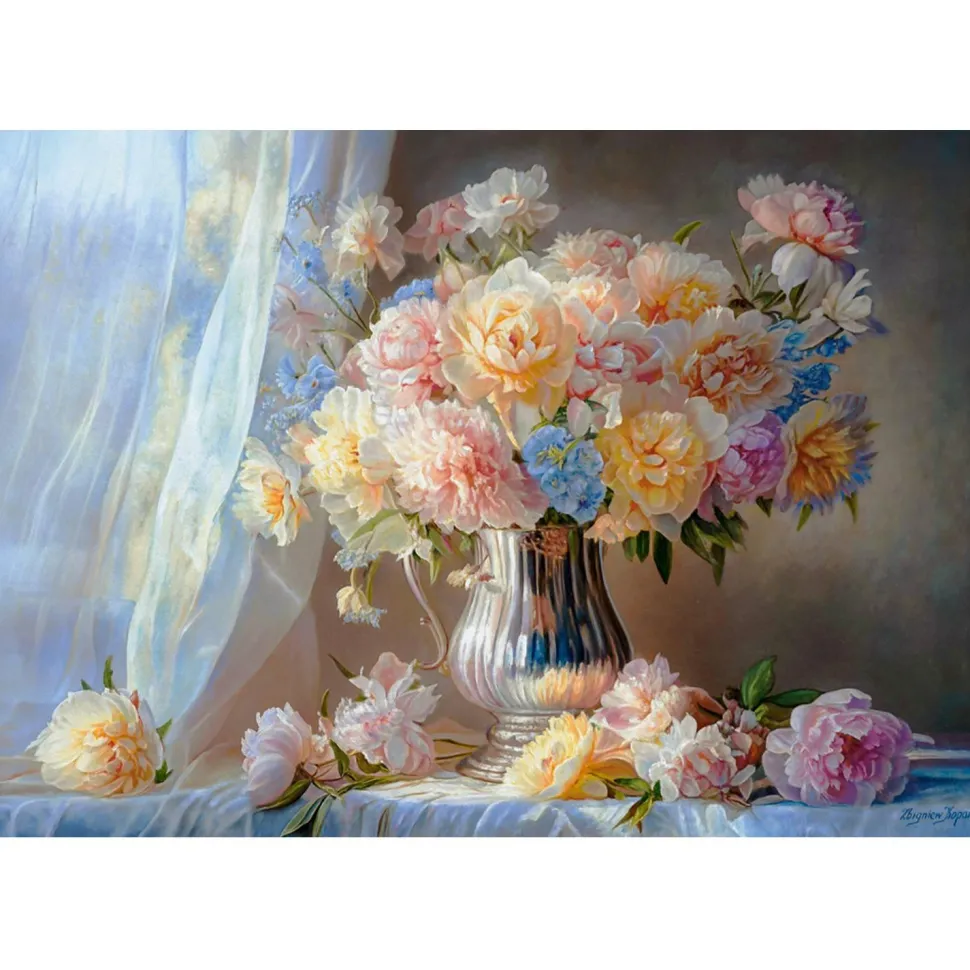 Puzzle 1500 pièces : Pivoines pastel - Castorland