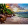 Puzzle 1000 pièces : Plage des Seychelles au coucher du soleil - EnjoyPuzzle