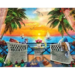 Puzzle 550 pièces : Plage paradisiaque - Sur le balcon - Master Pieces