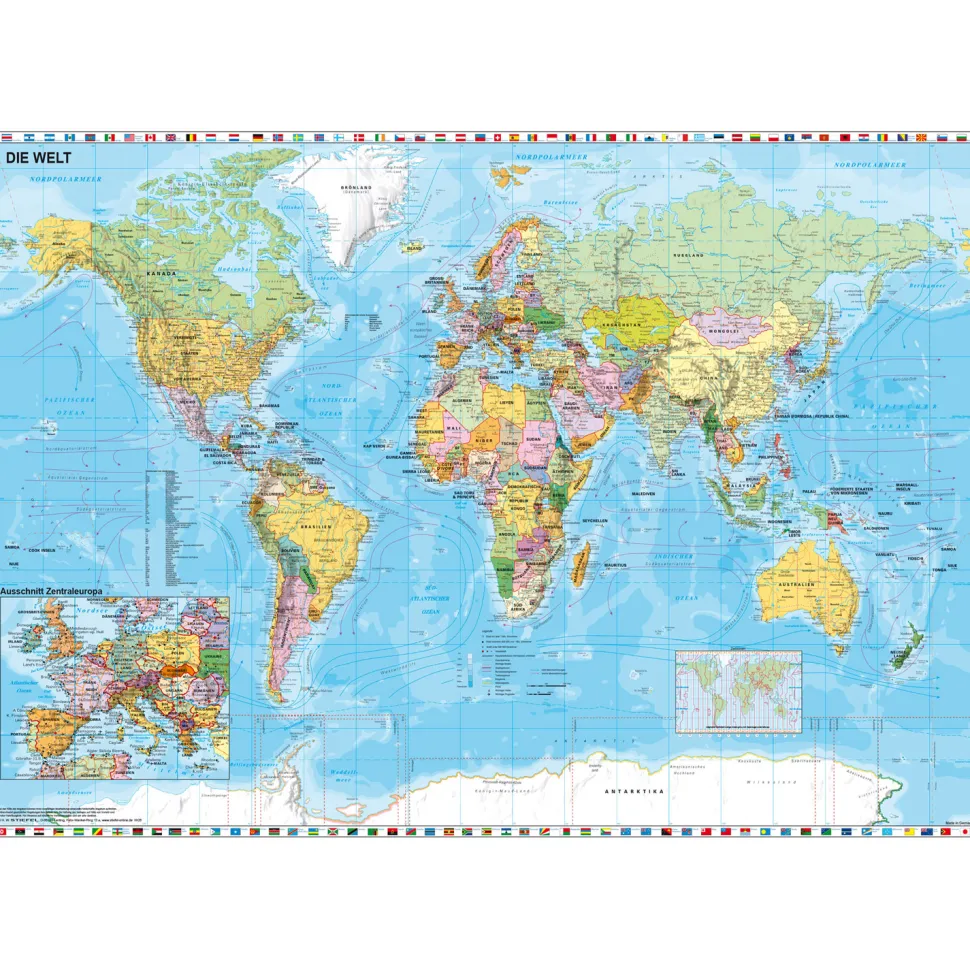 Puzzle 1500 pièces : Planisphère (en allemand) - Schmidt