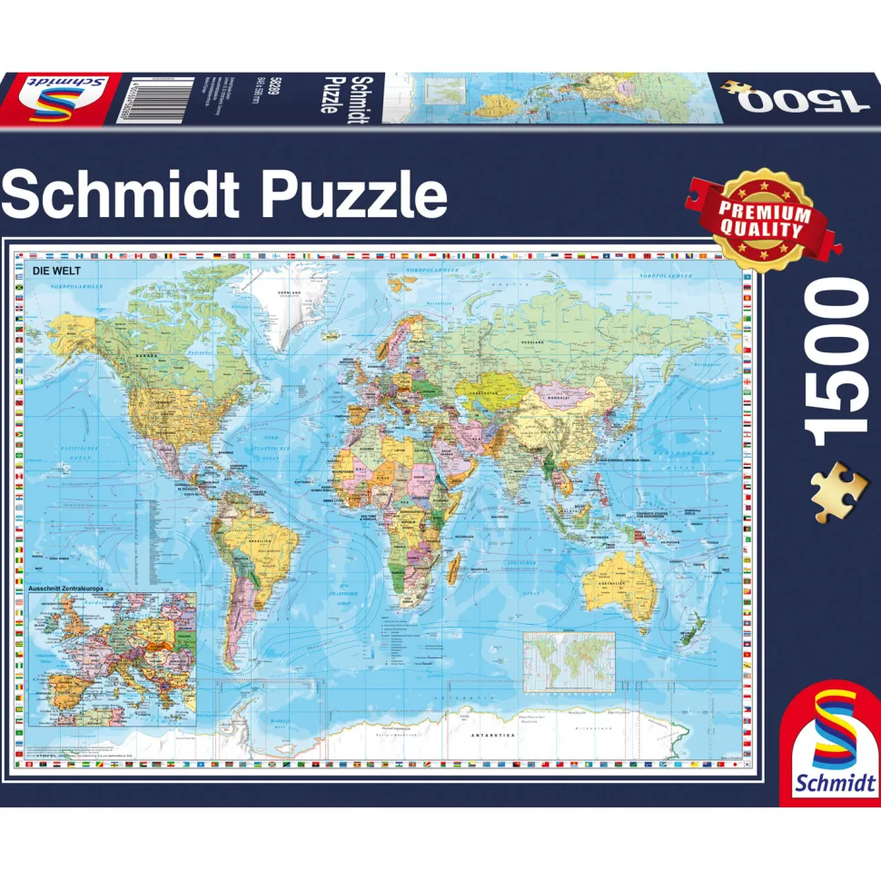 Puzzle 1500 pièces : Planisphère (en allemand) - Schmidt