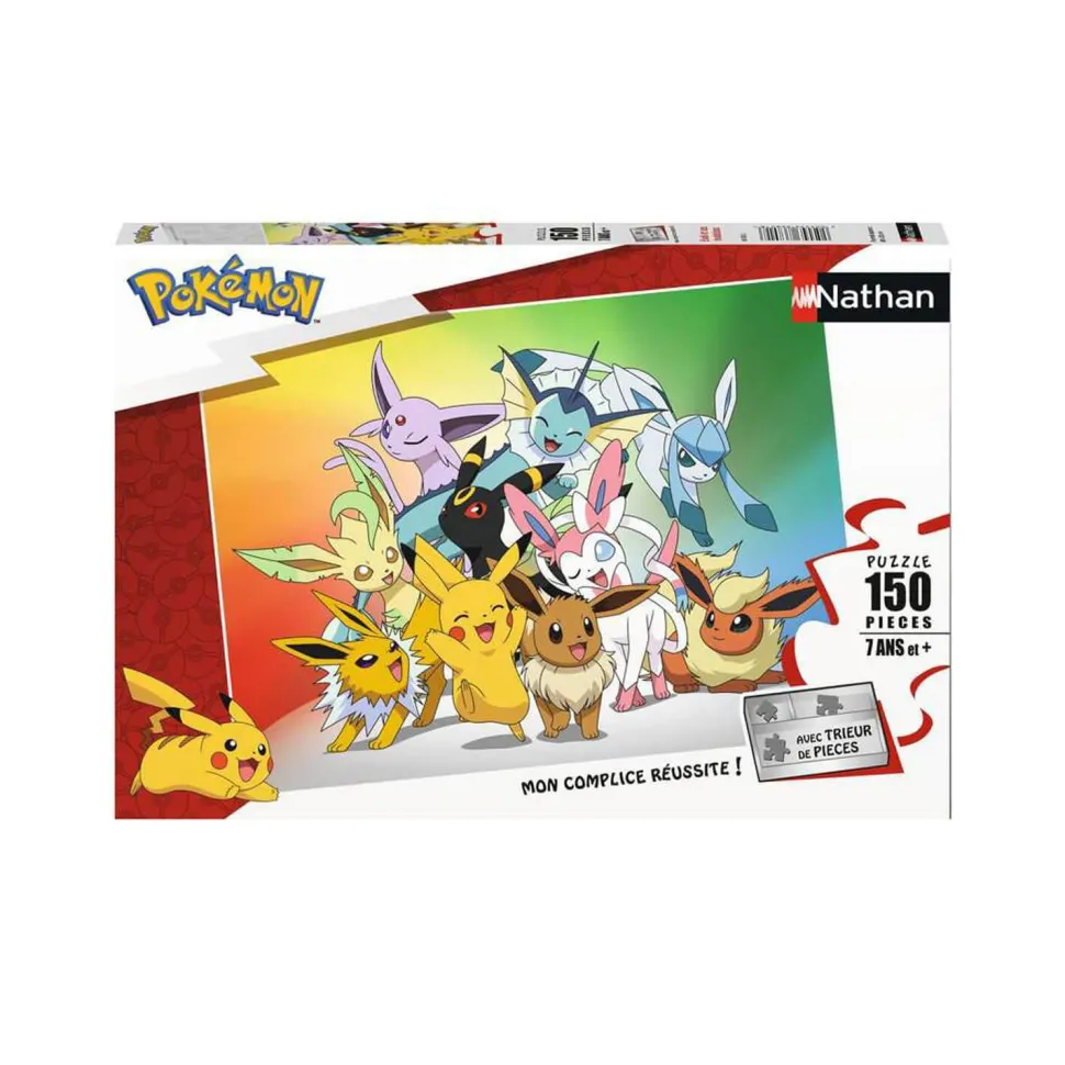 Puzzle 150 pièces : Pokémon : Evoli et ses évolutions - Nathan
