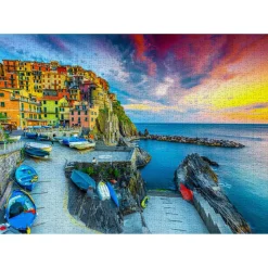 Puzzle 1000 Pièces : Port de Manarola au coucher du soleil - Cinque Terre - Italie - EnjoyPuzzle