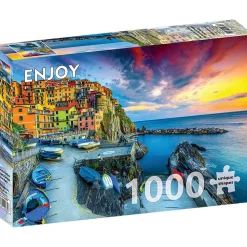Puzzle 1000 Pièces : Port de Manarola au coucher du soleil - Cinque Terre - Italie - EnjoyPuzzle