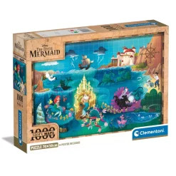 Puzzle 1000 pièces + poster : Disney Story Maps - La Petite Sirène - Clementoni