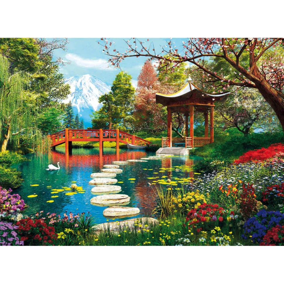 Puzzle 1000 pièces + poster : Jardins du Fuji - Clementoni