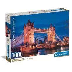 Puzzle 1000 pièces + poster : Tower Bridge la nuit, Londres - Clementoni