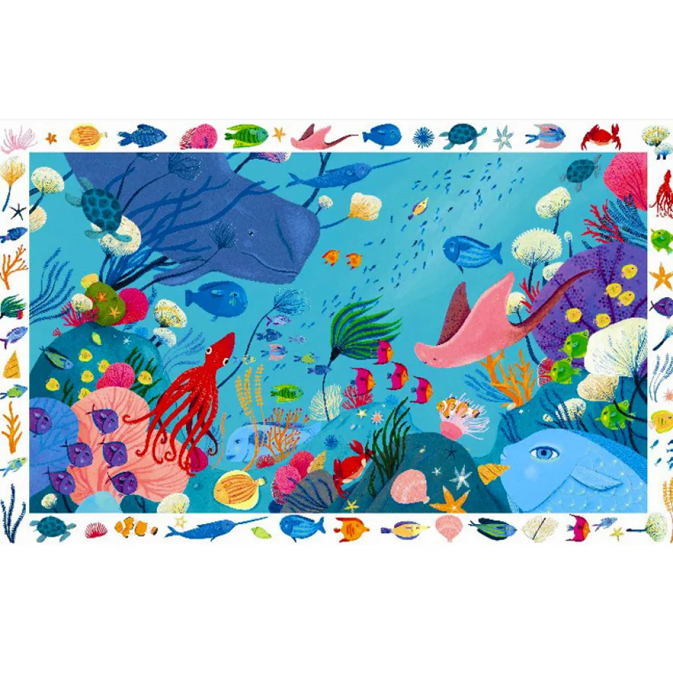 Puzzle 54 pièces : Poster et jeu d'observation : Aquatique - Djeco