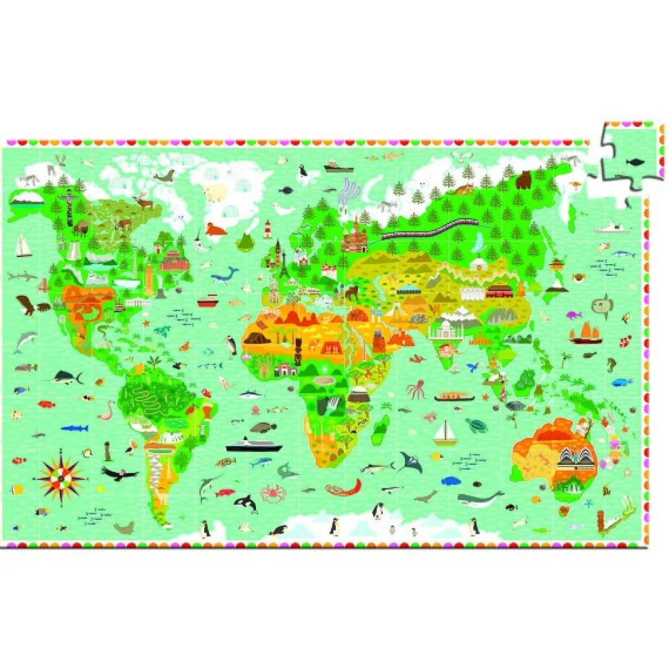 Puzzle 200 pièces - Puzzle observation : Les monuments du monde - Djeco