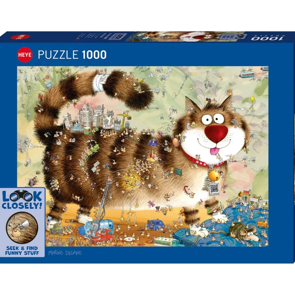 Puzzle 1000 pièces : regarde attentivement le chat - Heye