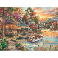 Puzzle 1000 pièces : Rive dorée au crépuscule - Schmidt