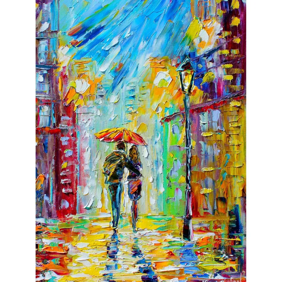 Puzzle 1000 Pièces : Romance Pluvieuse dans la ville - EnjoyPuzzle