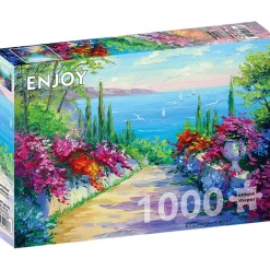 Puzzle 1000 Pièces : Route ensoleillée vers la mer - EnjoyPuzzle