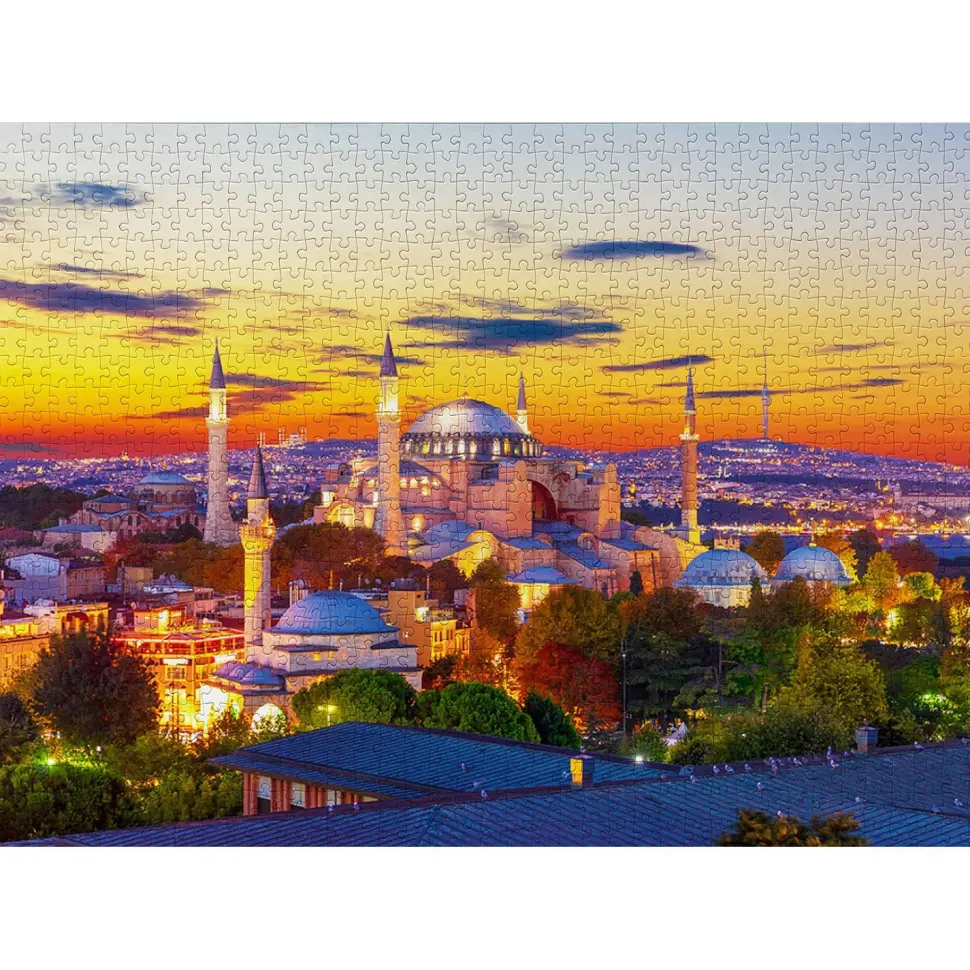 Puzzle 1000 Pièces : Sainte-Sophie au coucher du soleil - Istanbul - EnjoyPuzzle