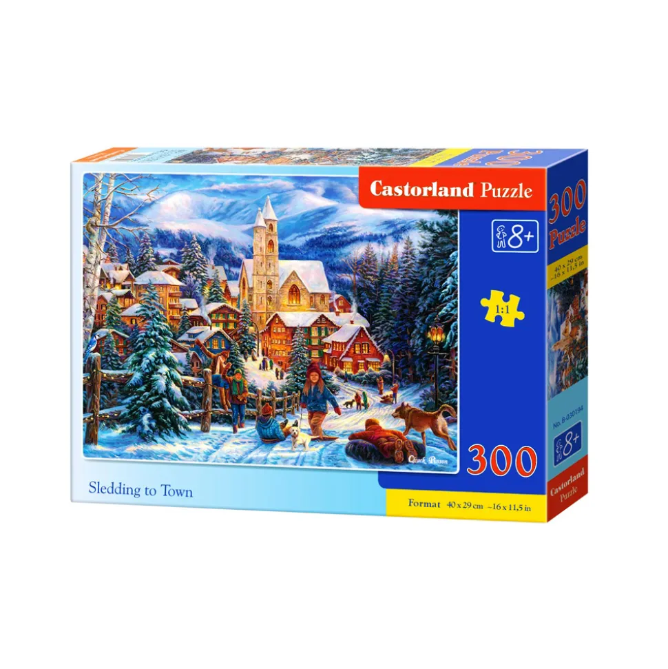 Puzzle 300 pièces : Séance de luge en ville - Castorland