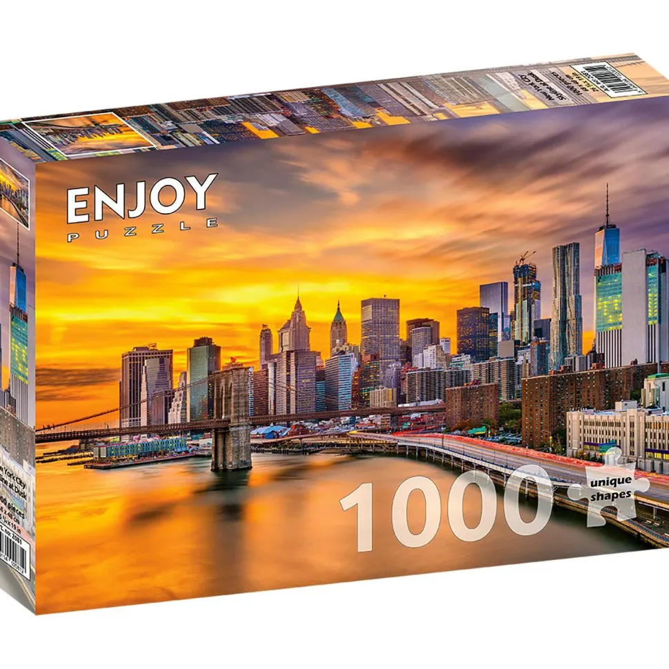 Puzzle 1000 pièces : Skyline de New York au crépuscule - EnjoyPuzzle