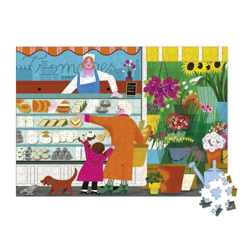 Puzzle 500 pièces : sur le marché - Janod