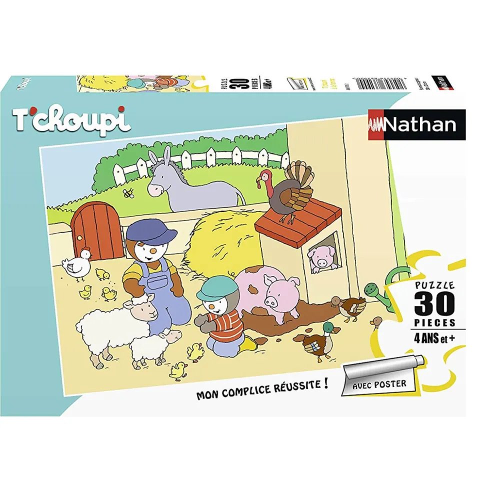 Puzzle 30 pièces : T'choupi à la ferme - Nathan