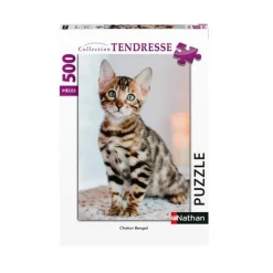 Puzzle 500 pièces : Tendresse - Chaton Bengal - Nathan